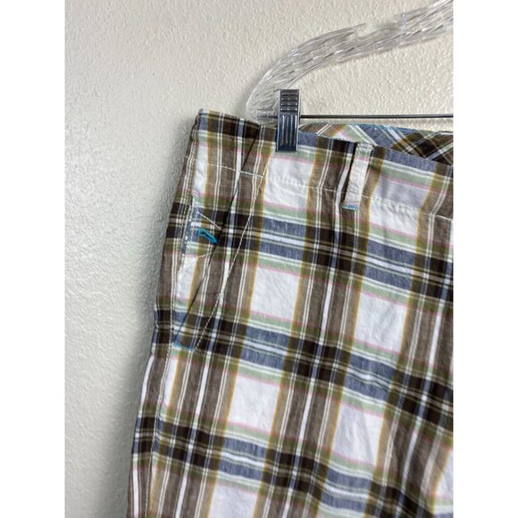 Tommy Bahama Linen Relax Mens Shorts Size 38 Plaid Chino Vacation Brown beach - Picture 5 of 14